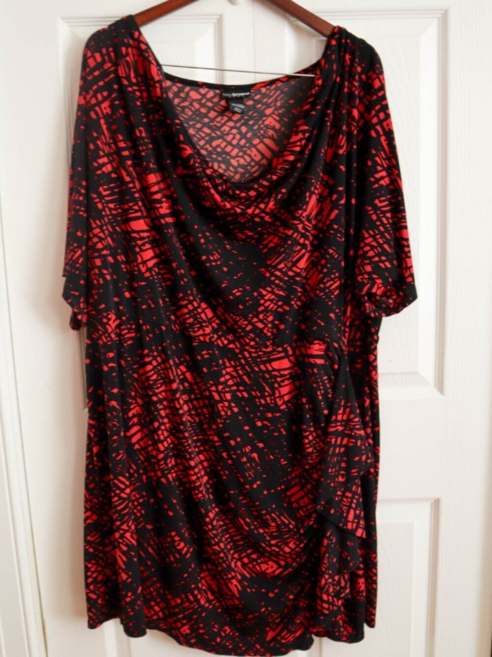 Lane Bryant Plus Size Tunic Mini Dress 26/28 4x Red & Black Abstract Print